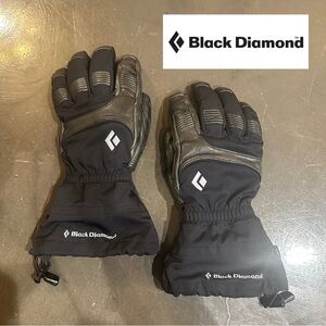 Black Diamond - Gore-Tex - Leather - Fleece Insulated Black Ski Snowboard Gloves